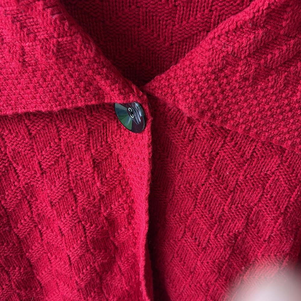 JM Collection Vibrant Red Women's Cardigan - Picture 2 of 4